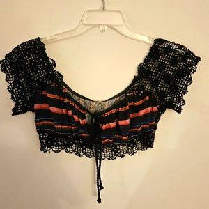 Crop Top Shirt Free People Size Small Striped